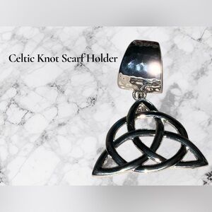 Celtic Knot Scarf Holder Ring Silver Toned Metal Costume Jewelry Large